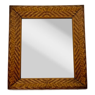 Antique Italian Small Marquetry Mirror For Sale