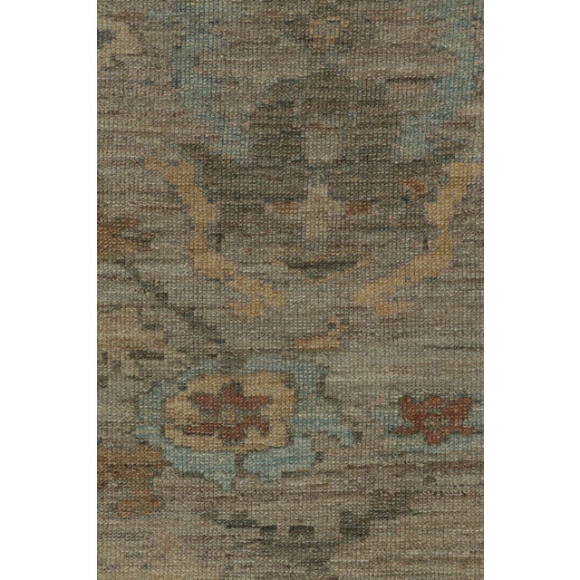 Rug & Kilim’s Oversized Oushak Style Rug in Blue and Beige-Brown With Florals For Sale - Image 9 of 11