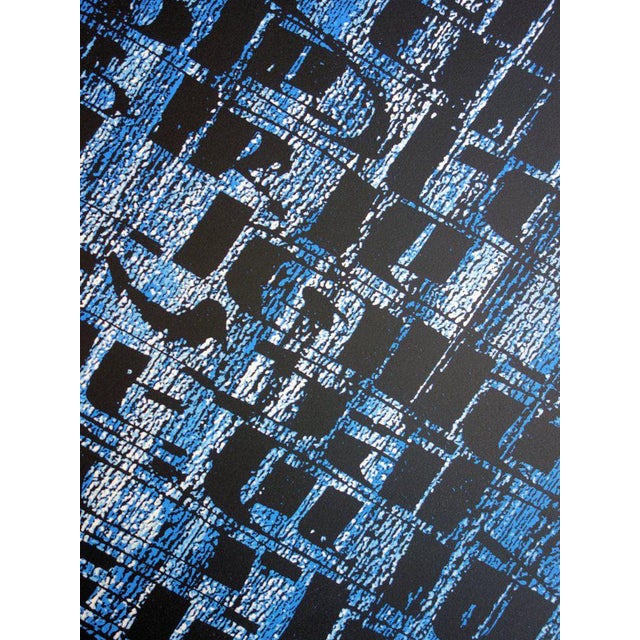 Frank Lalou, Composition abstraite en bleu, Lithograph For Sale - Image 3 of 6