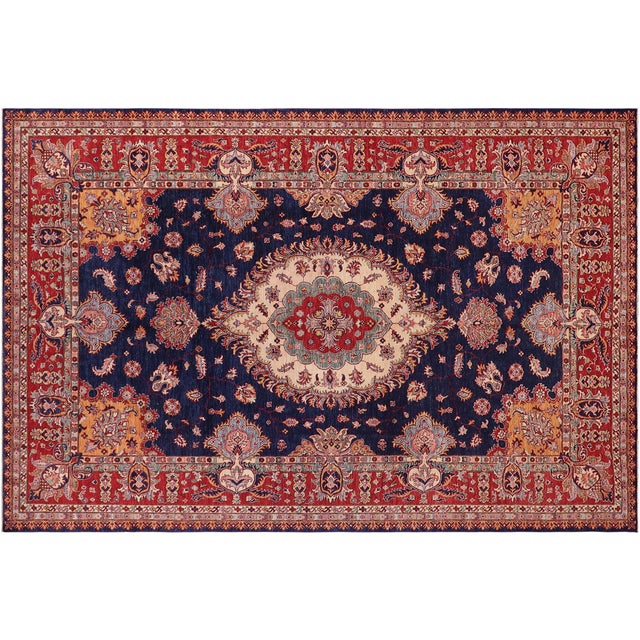 Boho Chic Super Kazak Blue/Red Wool Rug - 8'9'' X 12'4'' For Sale - Image 10 of 10