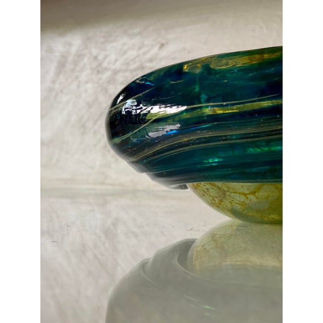 Mdina Blue and Green Glass Ashtray, 1950s For Sale - Image 10 of 11