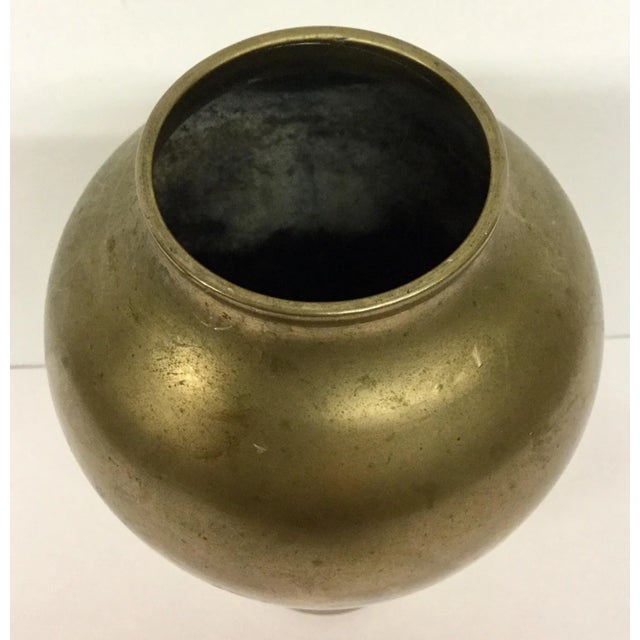 Traditional Vintage Korean Solid Brass Zen Vase For Sale - Image 3 of 13