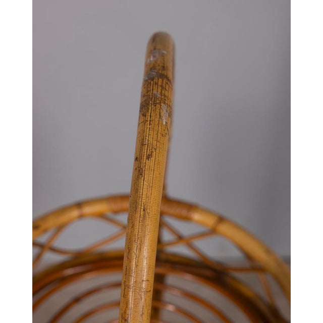 Brown Vintage Italian Bamboo Bar Basket, 1960s For Sale - Image 8 of 11