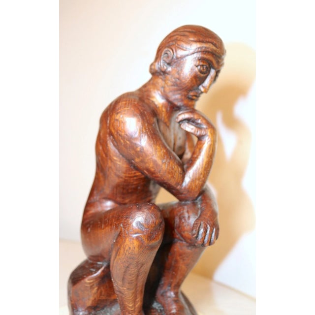 Up for sale is an exquisite antique 19th century hand carved wooden Folk Art figural sculpture. It's nicely carved by hand...