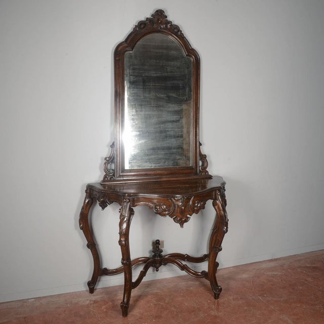 19th Century Console with Carved Wood Mirror For Sale - Image 3 of 9