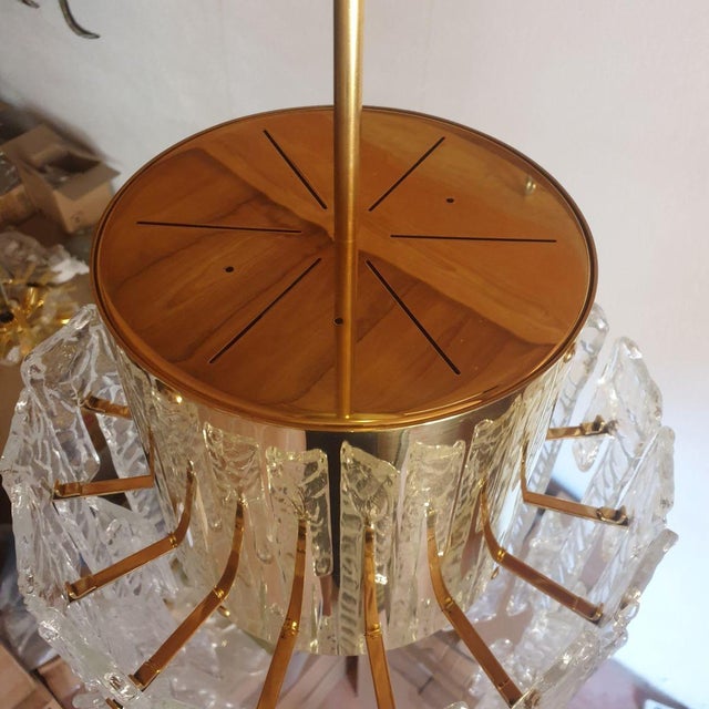 1970s Mid-Century Modern Brass and Murano Glass Chandelier For Sale - Image 10 of 12