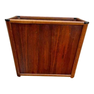 Late 20th Century Mid-Century Modern Wood Rectangular Wastebasket Trash Can