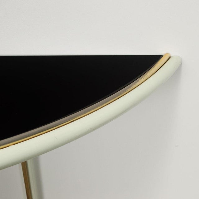 Vintage Console Table in Metal and Brass by Tommaso Barbi, 1970s For Sale - Image 4 of 9