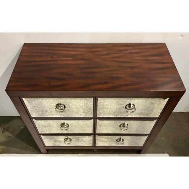 Modern Modern Antiqued Mirror and Wood Chest of Drawers For Sale - Image 3 of 6