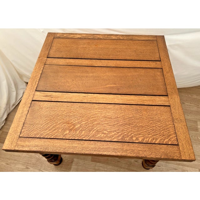 Antique Expanding Pub Kitchen Dining Table Large Barley Twist Legs Quarter Sawn For Sale - Image 9 of 18