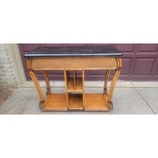 1970's Vintage Bamboo and Rattan Bar Console Table For Sale - Image 10 of 18