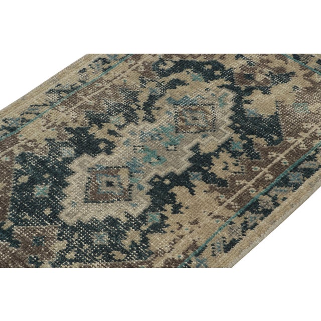 Rug & Kilim Distressed Style Scatter Rug in Blue, Beige-Brown Pattern by Rug & Kilim For Sale - Image 4 of 7