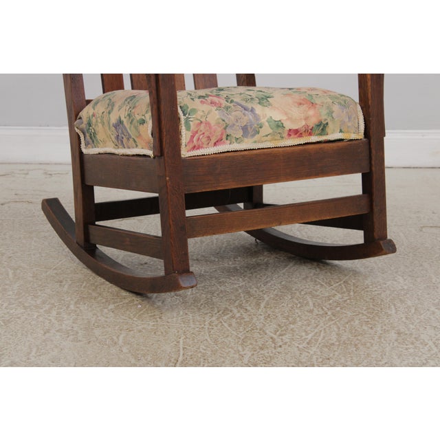 Brown Antique L & j.g. Stickley Mission Oak Rocking Chair For Sale - Image 8 of 18