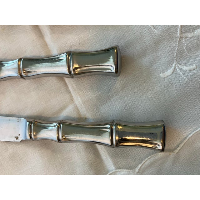 Modern 1980s Supreme Stainless Steel Dinner Knives in Bamboo Pattern - Set of 8 For Sale - Image 3 of 9