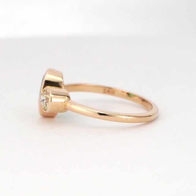 14k Gold Ring With Natural Diamond and Trillion-Cut Emerald, New For Sale - Image 11 of 18