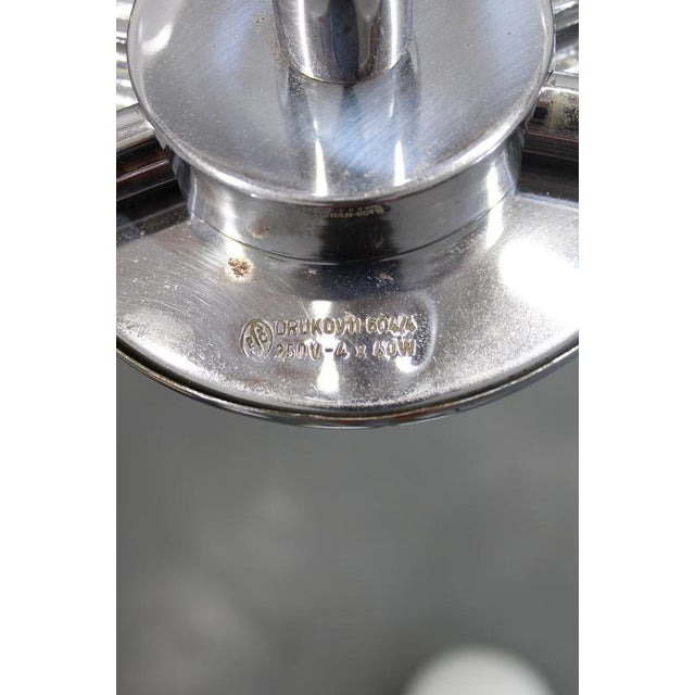 Mid-Century Chrome Chandelier with Milk-Glass Disc Shades, Former Czechoslovakia, 1950s For Sale - Image 6 of 16