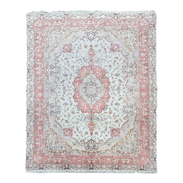 Fine Persian Tabriz Wool & Silk Rug 9’11” X 13’2” For Sale