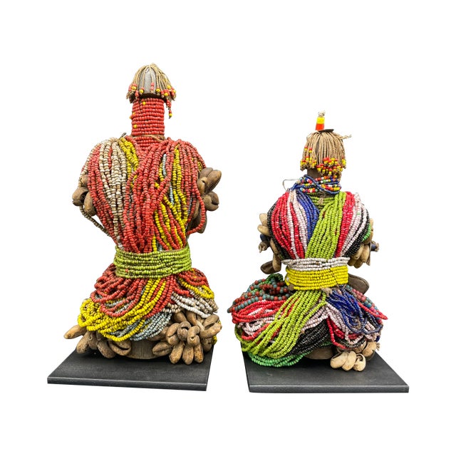 Mid 20th Century African Fali Glass Beaded Figures-A Pair For Sale - Image 5 of 5