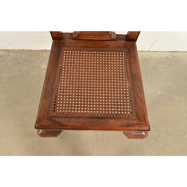 Wood Henredon Georgian Carved Oak and Cane Dining Chairs, Set of Four For Sale - Image 7 of 14