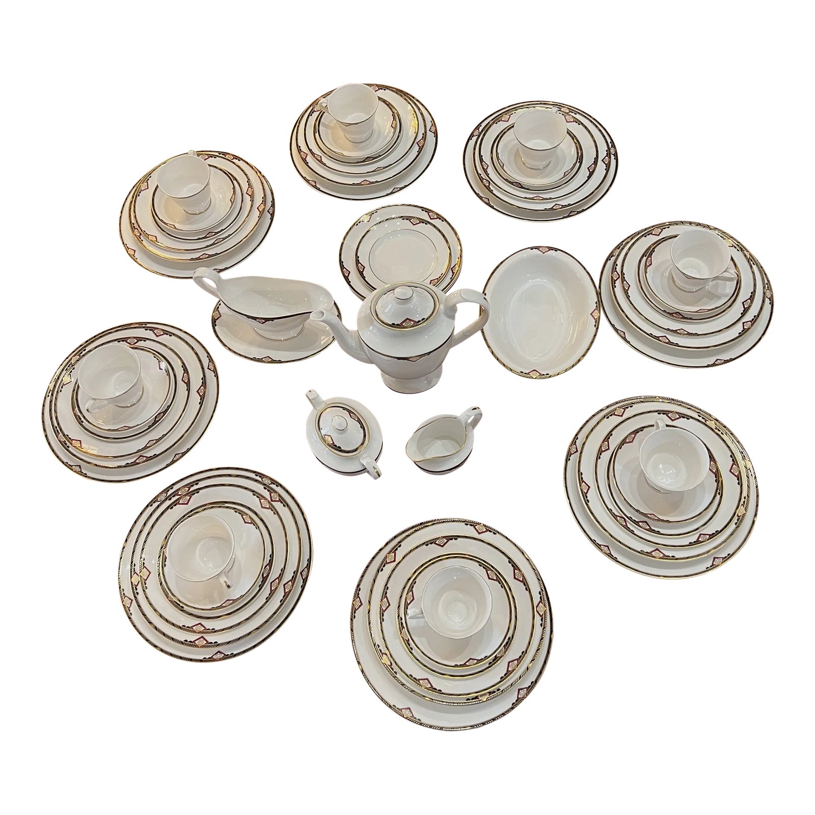 1960s Spode Harvard Porcelain China Set- 61 Pieces | Chairish