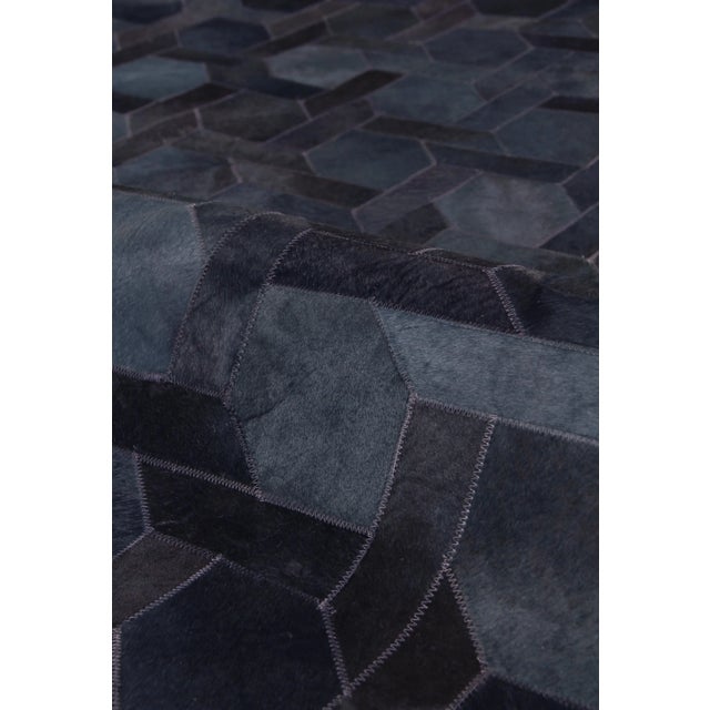 Not Yet Made - Made To Order Montgomery Blue/Multi Patchwork Leather Area Rug - 5'x8' For Sale - Image 5 of 9