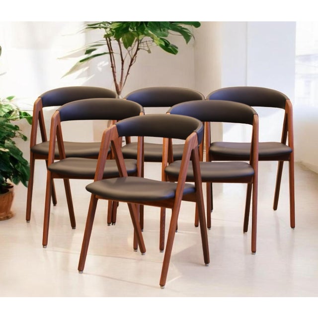 1970s Danish Chair in Teak with Seat and Back in Black Leather, 1960s For Sale - Image 5 of 12