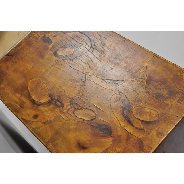 Vintage Italian Olive Wood Veneer Campaign Chest of Drawers Cabinet Side Table For Sale - Image 9 of 18