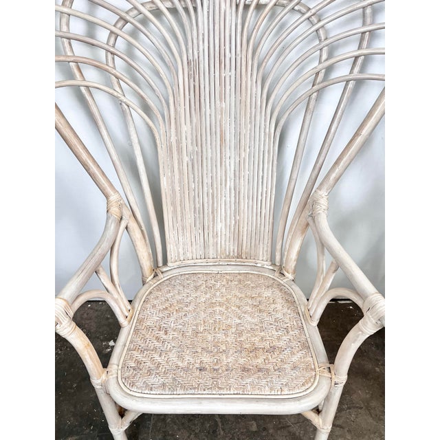 Boho Chic Vintage Rattan Fan Back Chairs- A Pair For Sale - Image 3 of 12