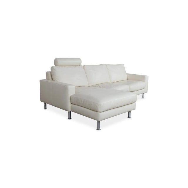 Cream Leather Corner Sofa with Adjustable Headrest from Machalke For Sale - Image 5 of 17