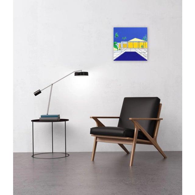 Blue ''Palm House'' Contemporary House Portrait Acrylic Painting by Jonjo Elliott For Sale - Image 8 of 9