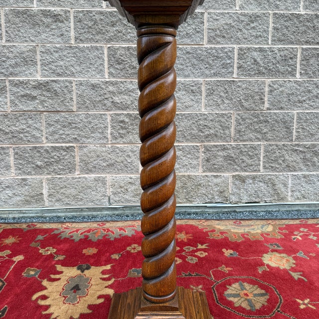 Vintage Jacobean Revival Oak Barley Twist 42" Fern / Plant Stand Pedestal For Sale - Image 9 of 14