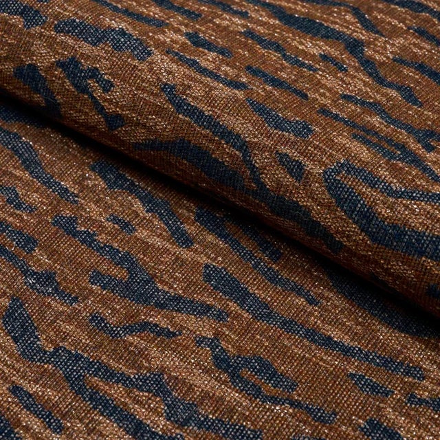 SAMPLE - Schumacher Altamira Fabric In Navy/Brown For Sale