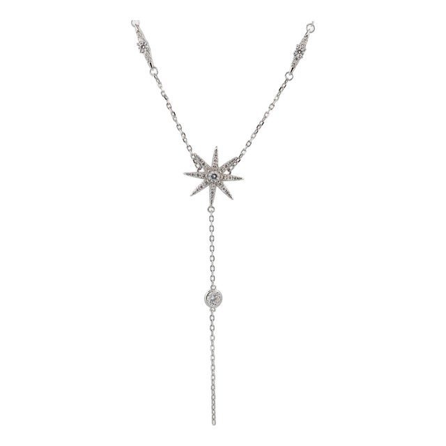 Stellar Radiance Sterling Silver & Diamond Necklace For Sale
