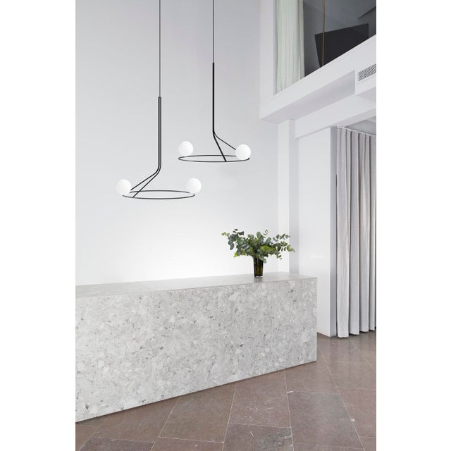 Minimalist Led Pendant Light Sculptural Geometric Art Object Handcrafted Opal Glass For Sale - Image 6 of 12