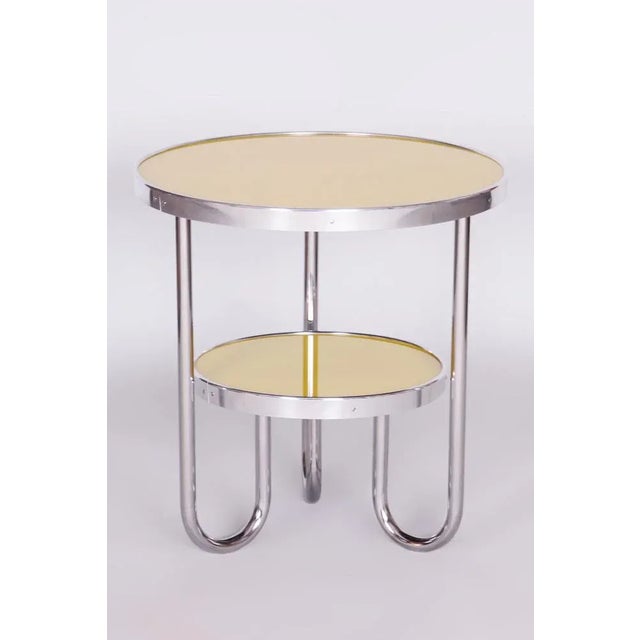 Small Czech Yellow Bauhaus Table in Chrome from Kovona, 1930s For Sale - Image 11 of 11
