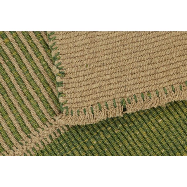 Textile Rug & Kilim’s Contemporary Kilim in Beige and Green Textural Stripes For Sale - Image 7 of 7
