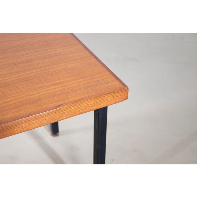 1950s Oak Veneered Coffee Table with Abstract Enamelled Copper Plaquette, Italy, 1956 For Sale - Image 5 of 10