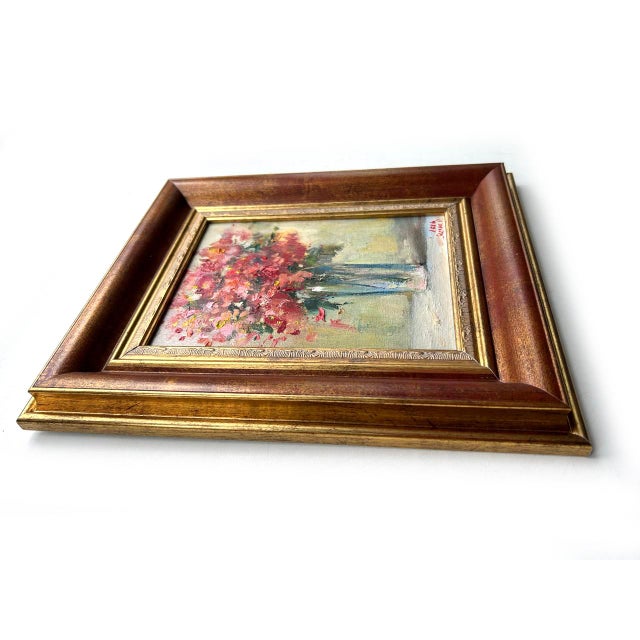 Framed Red Floral Original Oil Painting by Valeriya Serova For Sale - Image 4 of 12
