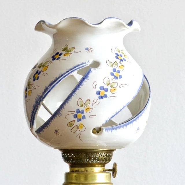 Large Hand-Painted Hand-Painted Lamp from Moustiers, 1930s For Sale - Image 3 of 11