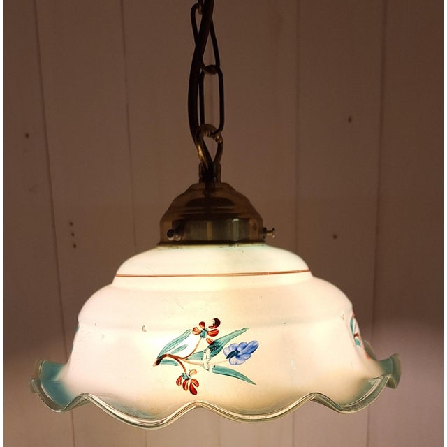 1930s Art Deco Brass and Glass Ceiling Lamp, 1930s For Sale - Image 5 of 7