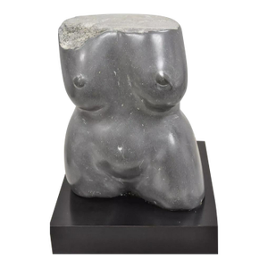 Late 20th Century Sheryl C. Benjamin Female Nude Modernist Abstract Solid Carved Marble Sculpture
