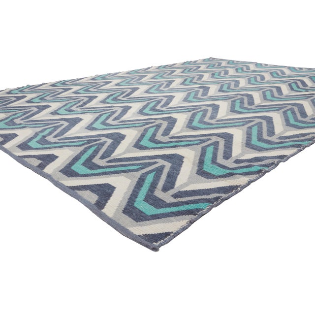 53176 Contemporary Turkish Moroccan Rug, 09'00 x 13'00. The Chromatic Cadence: A Contemporary Turkish Moroccan Masterpiece...