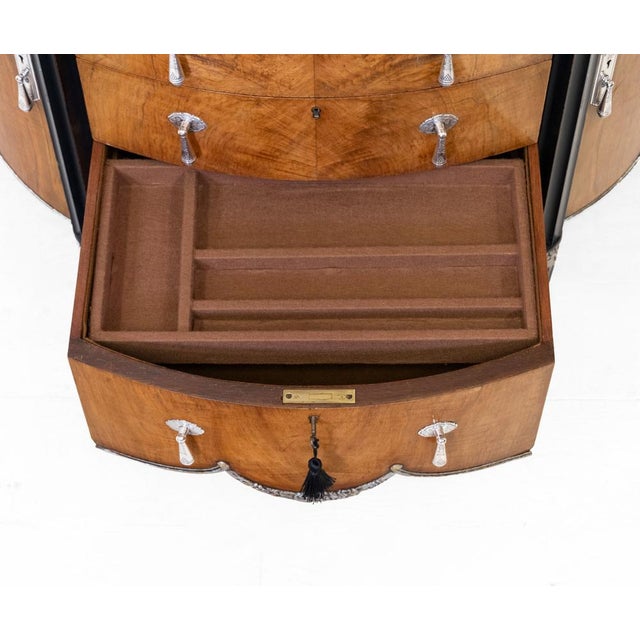 Fine Art Deco Demi Lune Cabinet with Silver-Plated Handles, Late 1920s For Sale - Image 17 of 18