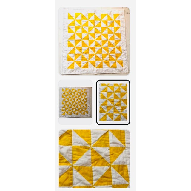 1930s 1930s American Patchwork Bowtie Quilt — Sunshine Yellow & Multicolor Cotton, Hand-Quilted For Sale - Image 5 of 10