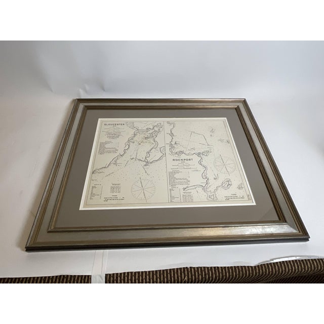 Black Mariners Chart of Gloucester and Rockport by George Eldridge 1910 For Sale - Image 8 of 12