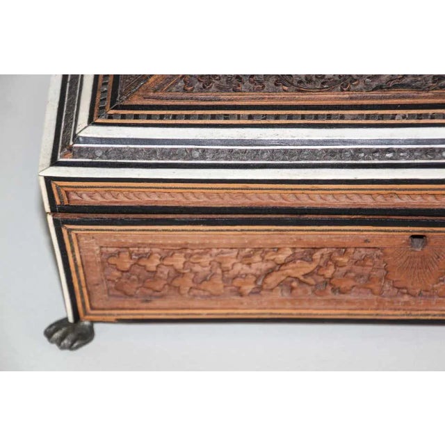 Brown Anglo-Indian large Footed Box with Lidded Compartments, 19th Century For Sale - Image 8 of 11