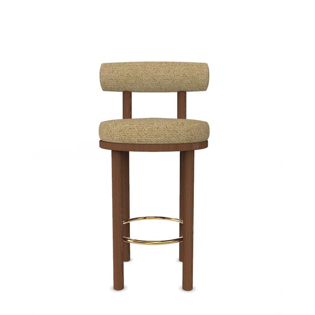 Metal Collector Modern Moca Bar Chair in Safire 16 Fabric and Smoked Oak by Studio Rig For Sale - Image 7 of 7