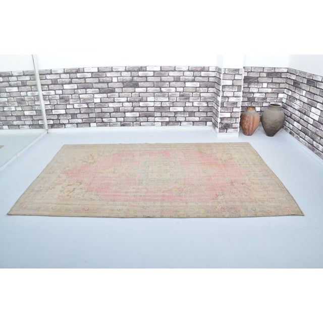 Handmade wool carpet in Turkish Anatolia , Vintage Oushak Rug,Turkish Vintage Anatolian Rug, Handmade wool Rug . One Of...