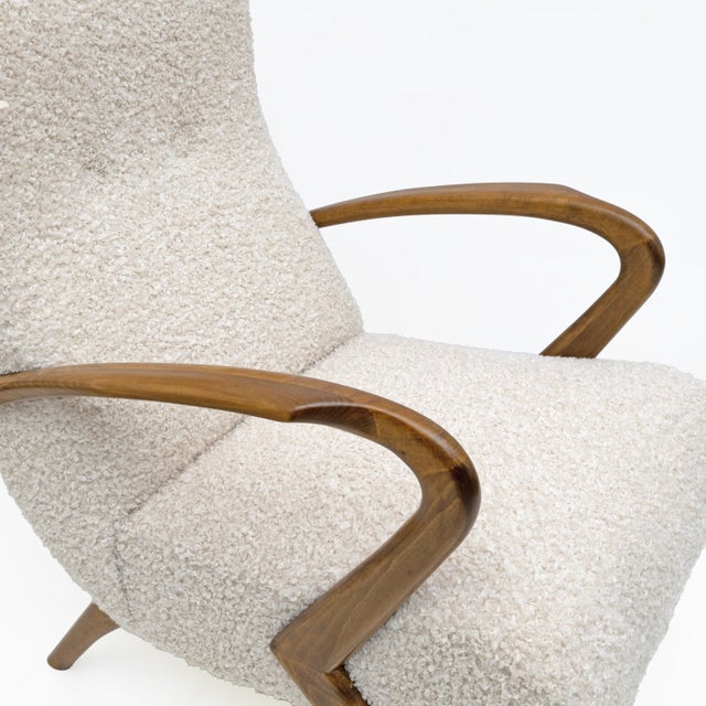 Paolo Buffa Mid-Century Modern Italian Bouclè Armchairs attributed to Paolo Buffa, 1950, Set of 2 For Sale - Image 4 of 5