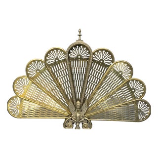 Brass Peacock Fire Screen, 1920s For Sale
